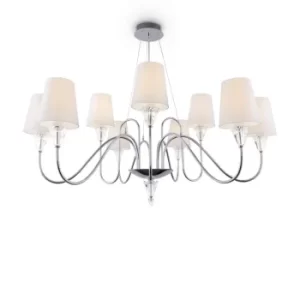 image of Modern Florero 9 Light Chrome Chandelier with Shades