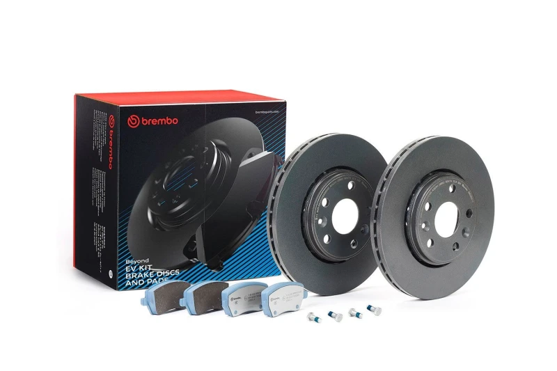 Image of BREMBO KT 08 035 Brake disc and pads set BEYOND LINE - EV with accessories, Brake Disc Type: internally vented, with anti-squeak plate Brake Set,disc
