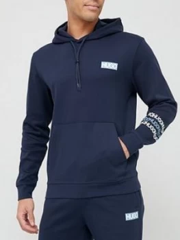 Image of Hugo Boss Dozzi Tape Logo Pullover Hoodie Navy Size 2XL Men