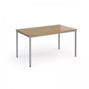 Image of Flexi 25 rectangular table with silver frame 1400mm x 800mm - oak