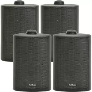 image of 4x 3 60W Black Outdoor Rated Garden Wall Speakers Wall Mounted HiFi 8Ohm & 100V