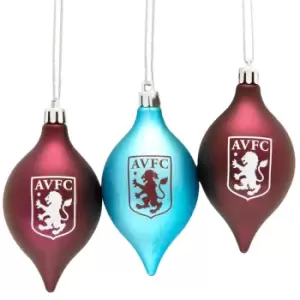 Image of Aston Villa FC Vintage Christmas Bauble (Pack of 3) (One Size) (Claret Red/Blue)