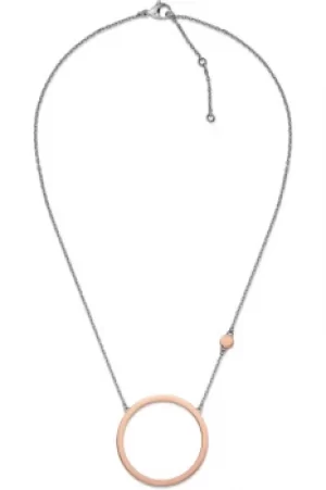 Image of Ladies Tommy Hilfiger Two-Tone Steel and Rose Plate Classic Signature Necklace 2700991