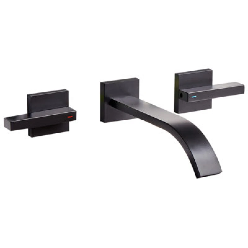 Image of Beliani Wall Mounted Basin Mixer Tap Berraco Brass Black