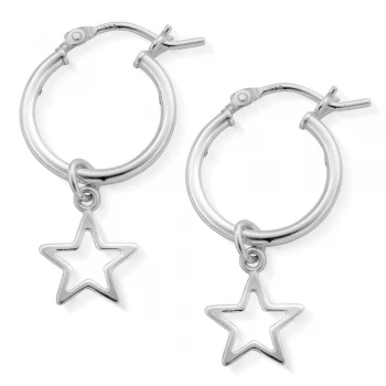 image of ChloBo Womens Open Star Hoop Earrings Sterling Silver Jewellery