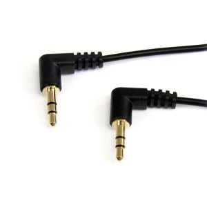 image of 1 ft Slim 3.5mm Right Angle Stereo Audio Cable Male to Male