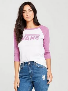 Image of Vans Flying V Raglan Tee WhitePink WhitePink Size L Women