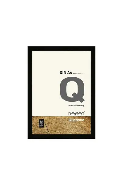Image of Nielsen Quadrum A4 Wooden Picture Frame With Protective Glass Front Black