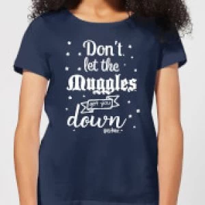 Image of Harry Potter Don't Let The Muggles Get You Down Womens T-Shirt - Navy - L