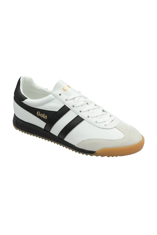 Image of Gola Classics Mens 'Torpdeo Leather' Lace-Up Trainers in White Size: 7 White Male 7