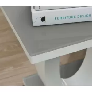 Image of Furniturebox Giovani Modern Square White High Gloss and Grey Glass Top Side End Table Perfect for Living Rooms Hallways Bedrooms
