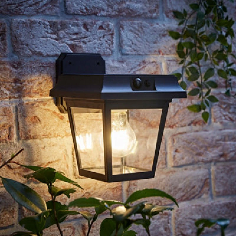 Image of Valuelights Solar Powered LED Matte Black Sensor Outdoor Wall Light