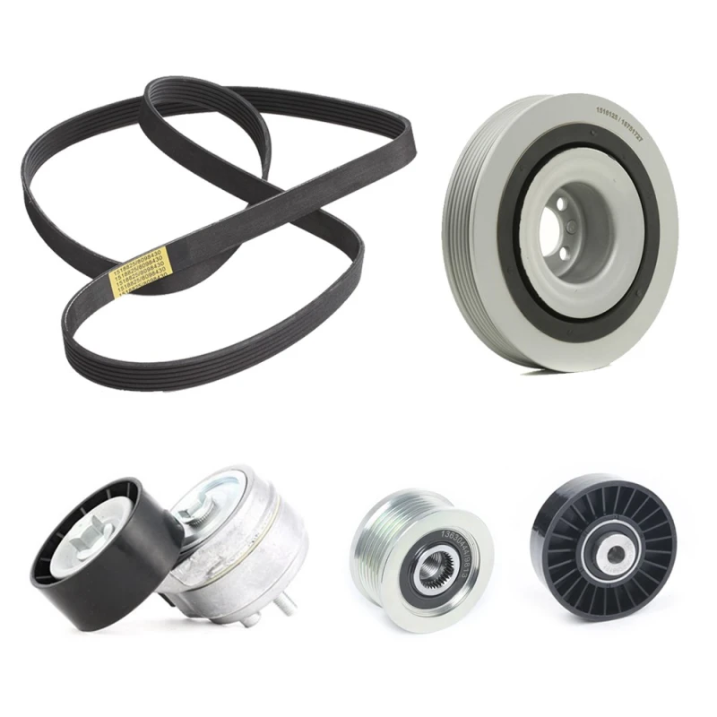 Image of RIDEX 542R0615 V-ribbed belt set Pulleys: with freewheel belt pulley V-Ribbed Belt Set (542)