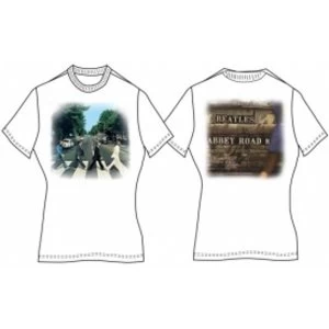 Image of Abbey Road Ladies White Vintage Print TShirt: Large