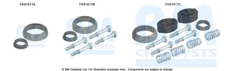 Image of BM CATALYSTS Mounting Kit, catalytic converter BM CATALYSTS FK91617
