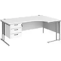 image of Dams International Right Hand Ergonomic Desk MC18ERP3SWH 1,800 x 1,200 x 725 x 800 - 990 mm