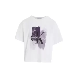 Image of Calvin Klein Jeans Brush Stroke Monogram T-Shirt - Purple