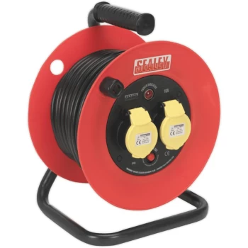 Image of CR12515 Cable Reel 25m 2 x 110V 1.5mm² Heavy-Duty Thermal Trip - Sealey