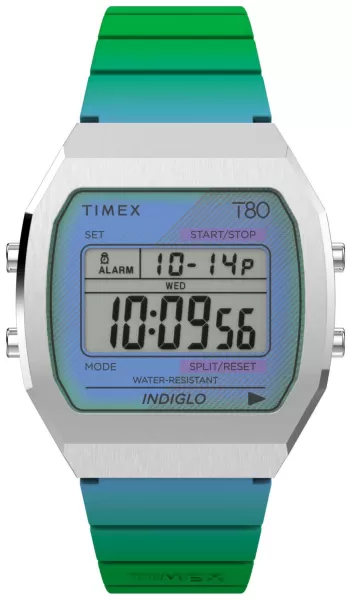 image of Timex TW2V74500 80 (36mm) Digital Dial / Green Resin Strap Watch