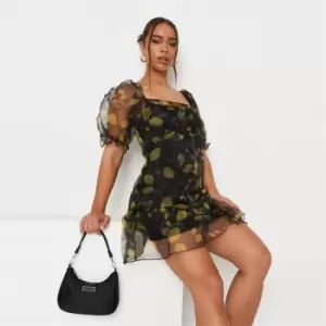 Missguided Tiered Smock Dress Ss Organza Lemon - Black