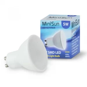 Image of 10x MiniSun Plastic 5W GU10 LED Spotlight Bulb in Cool White