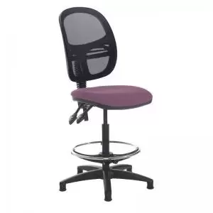 image of Jota mesh back draughtsmans chair with no arms - Bridgetown Purple