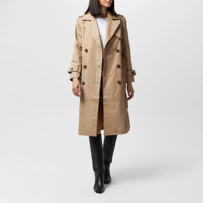 Image of French Connection Womens Coco Twill Trench Coat Autumn Camel female 14 (L)