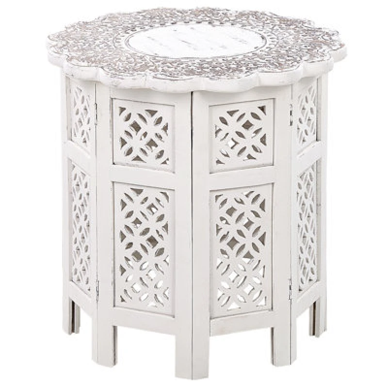 Image of Beliani Side Table Badhi Mango Wood White
