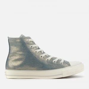 Converse Womens Chuck Taylor All Star Digital Powder Hi-Top Trainers - Wash Denim/Egret/Light Gold - UK 3