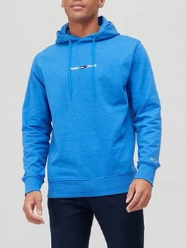 Image of Tommy Jeans Straight Logo Overhead Hoodie - Blue Size M, Men
