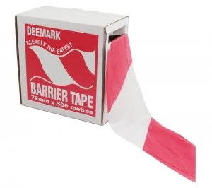 image of Barrier Tape Disp 72mmx500m Rd/wht Plyth