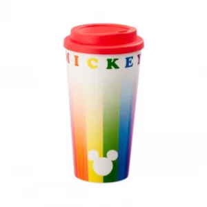 image of Funko Homeware Mickey Rainbow Plastic Lidded Mug