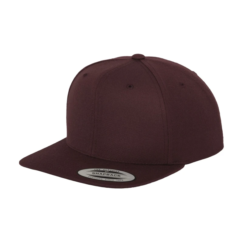 Image of Yupoong Mens The Classic Premium Snapback Cap in Maroon Maroon Male One Size