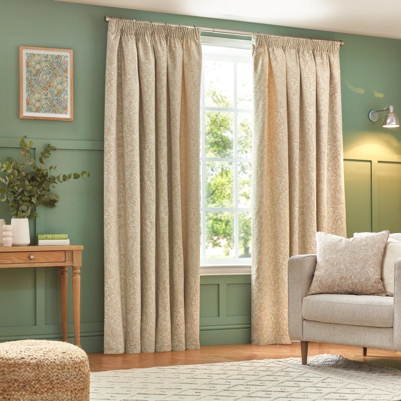 Image of Grantley Jacquard Pencil Pleat Curtains Natural, Natural / 117 x 137cm