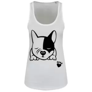 Image of Grindstore Womens/Ladies Sleepy French Bulldog Vest Top (XL) (White/Black)