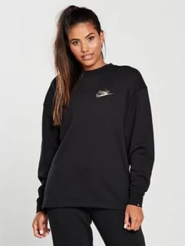 image of Nike Sportswear Metallic Crew Sweat Black Size XXL Women