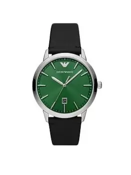 Image of Emporio Armani Mens Black Leather Watch