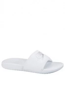 Image of Nike Benassi JDI Sliders - White/Silver, Size 6.5, Women