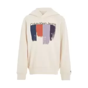 image of Calvin Klein Jeans Placed Brushstrokes Hoodie - Grey