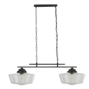 Image of 2 Light Bar Pendant Matt Black, White, E27
