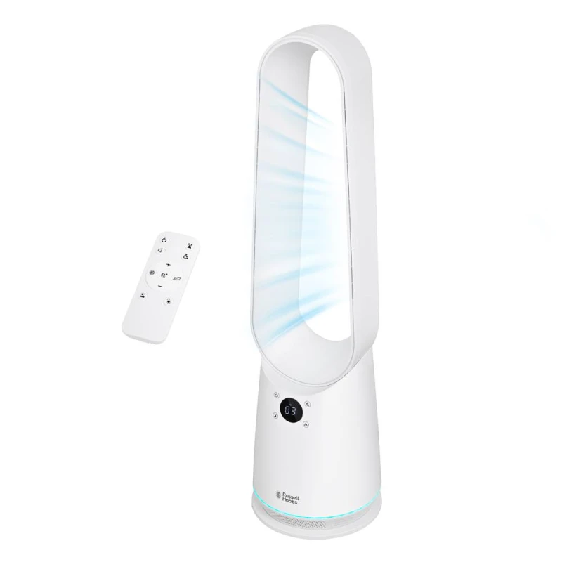Image of Russell Hobbs Smart Bladeless Cooling Fan with 9 Speed Settings RHBLDLC25SM in Cool White Cool White Unisex