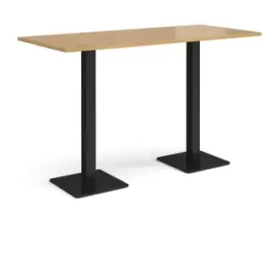 Image of Brescia rectangular poseur table with flat square Black bases 1800mm x 800mm - oak