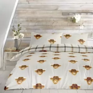 Image of Fusion Highland Cow Reversible Duvet Cover Set, Ochre, Single