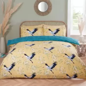 Image of Rapport Home Cranes Duvet Set Double Ochre