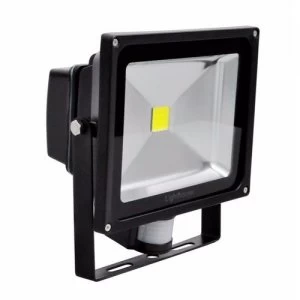 Lighthouse IP65 Ultra Efficient LED Black Aluminium PIR Floodlight - 30 Watt