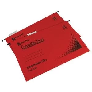 Image of Rexel Crystalfile Flexi Standard Foolscap Red Pack of 50 3000042