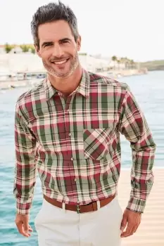 Long Sleeve Cotton Twill Check Shirt