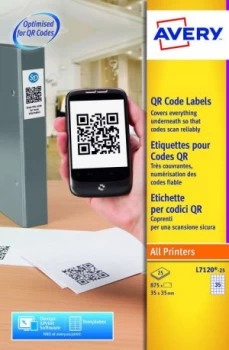 Image of Avery QR Code Labels 35x35mm L7120-25 35 p/sheet PK875