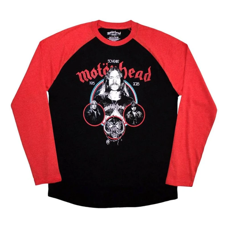 Image of Motorhead Mens Band Circle Raglan T-Shirt in Black Size: XL Black Male XL