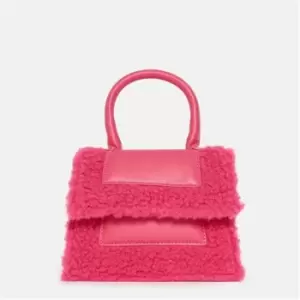 Missguided Faux Leather Borg Teddy Top Handle Bag - Pink